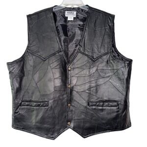 Duke‎ Haband Mens Black Patchwork Leather Vest Western Biker Mosaic 2XL 32K